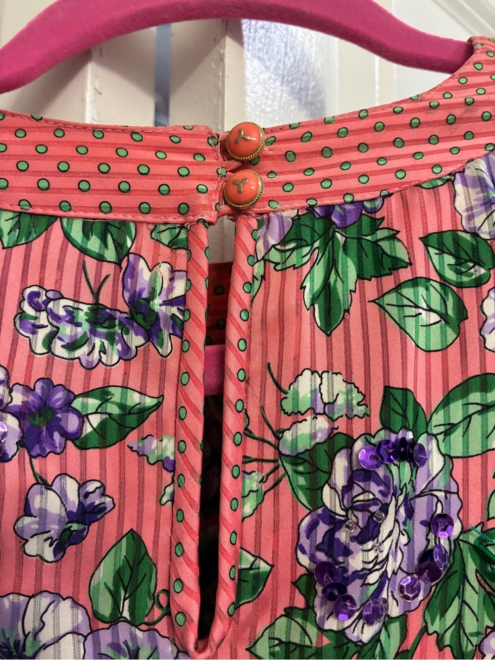Floral Pink Midi Dress with Purple Bloom Print - Picture 8 of 10